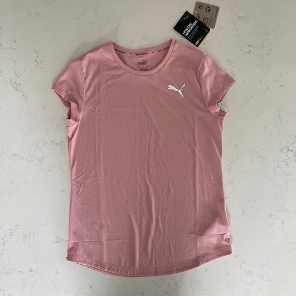 Puma Cap Slv Crew Nk Drycell Moisture Mgmt Active Tee Bridal Rose Pink Sz S NWT - Picture 1 of 11